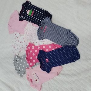 Shortsleeved onsies, lot of 9